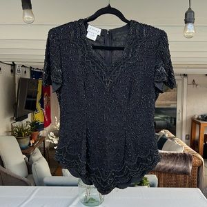 Vintage Stenay beaded silk top size small